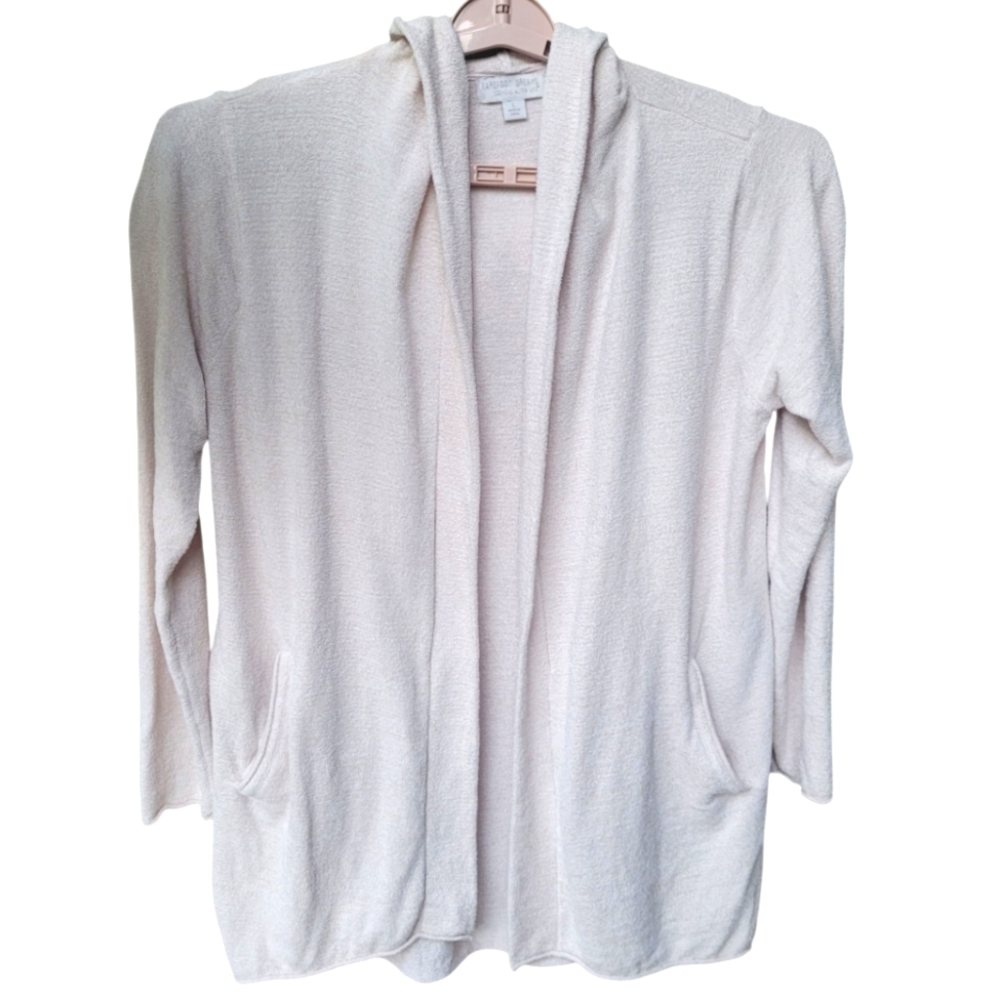 Barefoot Dreams CozyChic Ultra Lite Hooded Cardigan Cream White Size L